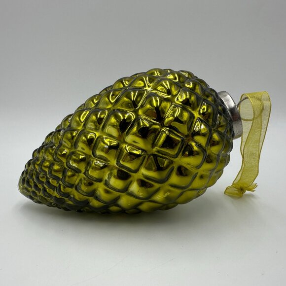 6" Kugel Style Green Pinecone Mercury Glass Christmas Ornament - Picture 6 of 13